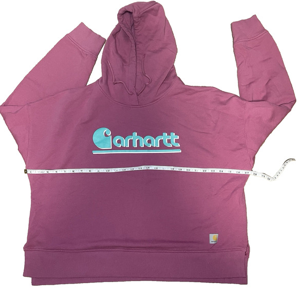 CARHARTT Women's Loose Fit Graphic Hooded Sweatshirt Size XL Pink (16-18) - Picture 6 of 7